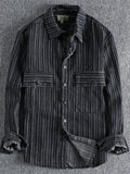 Men's Striped Button Down Denim Shirt