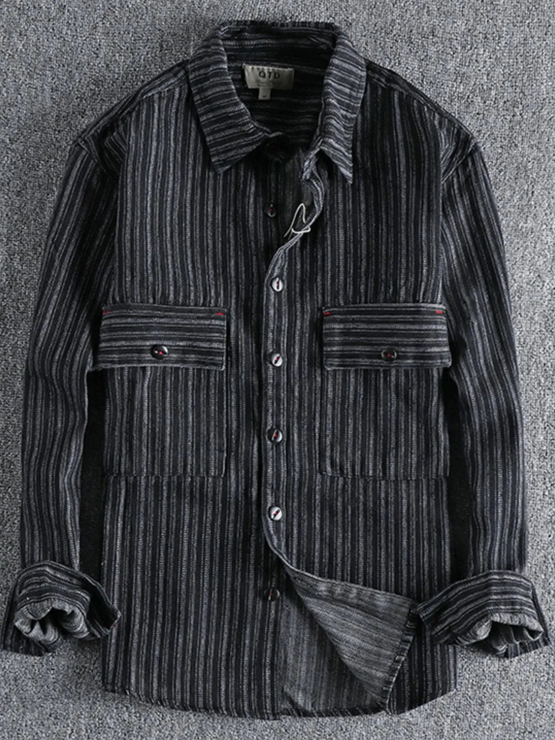 Men's Striped Button Down Denim Shirt