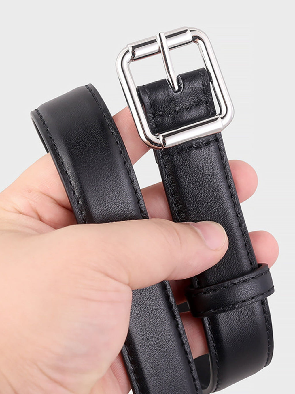 Square Buckle Leather Belt