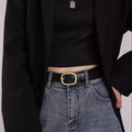 Cowhide Leather Belt with Golden Buckle