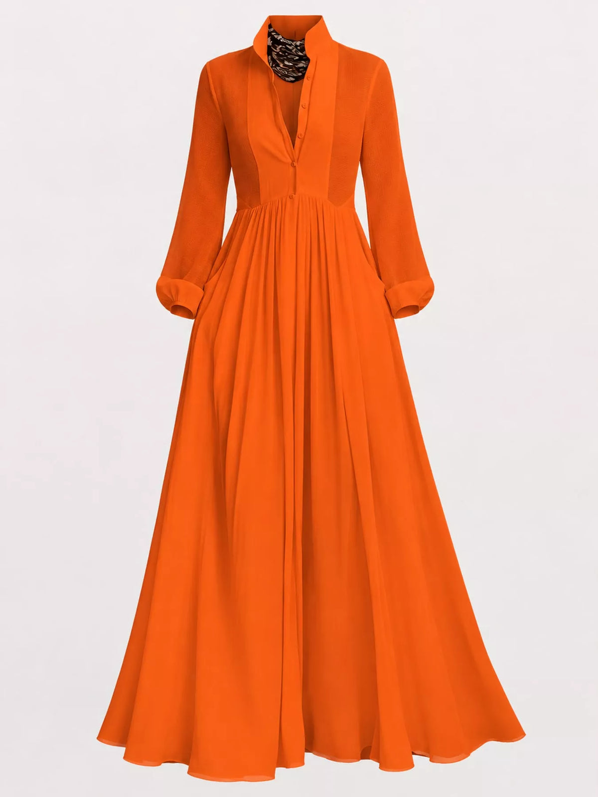 Full Size Long-Sleeve Button Front Maxi Dress Plus Size