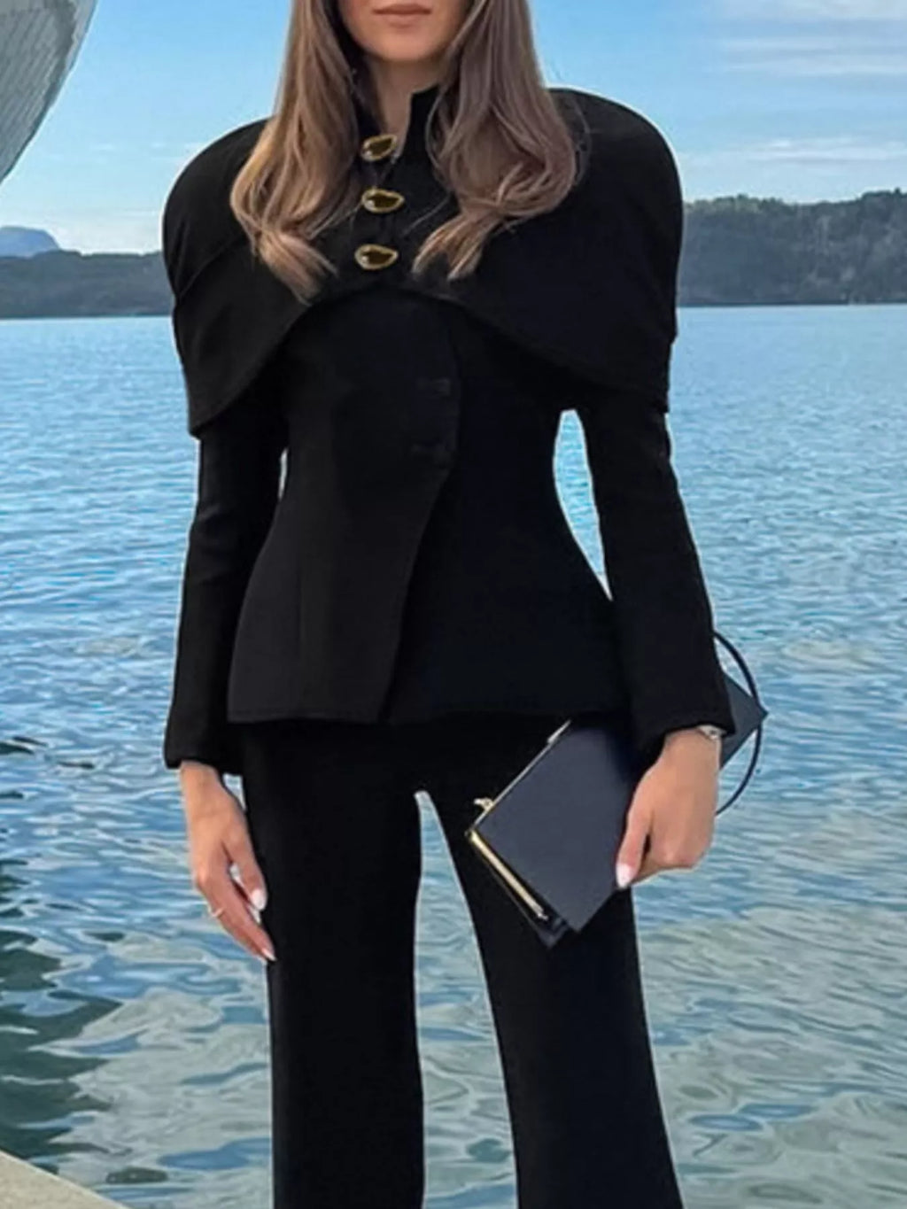 Cape-Style Button Up Outerwear