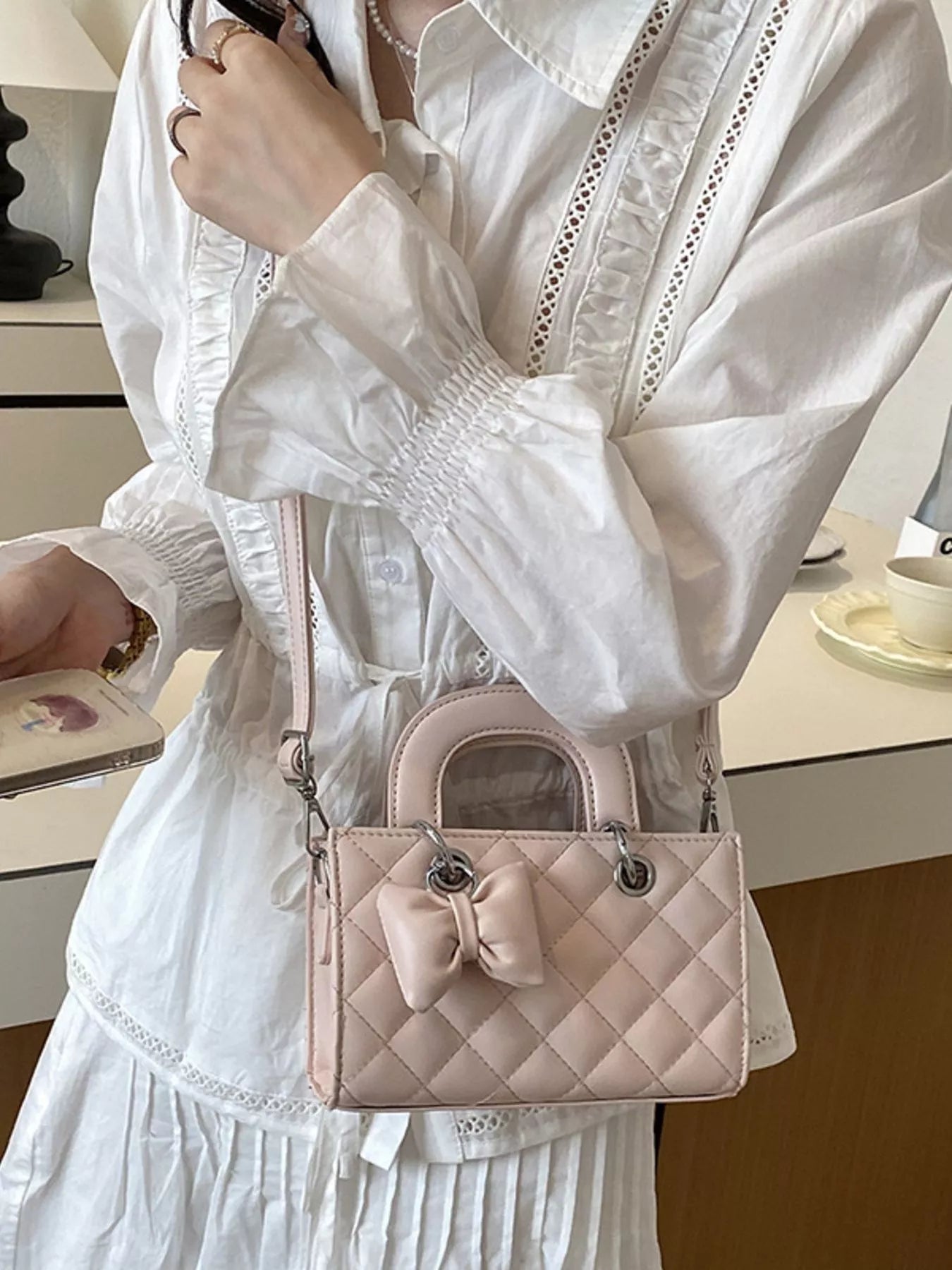 Quilted Bow Crossbody Bag