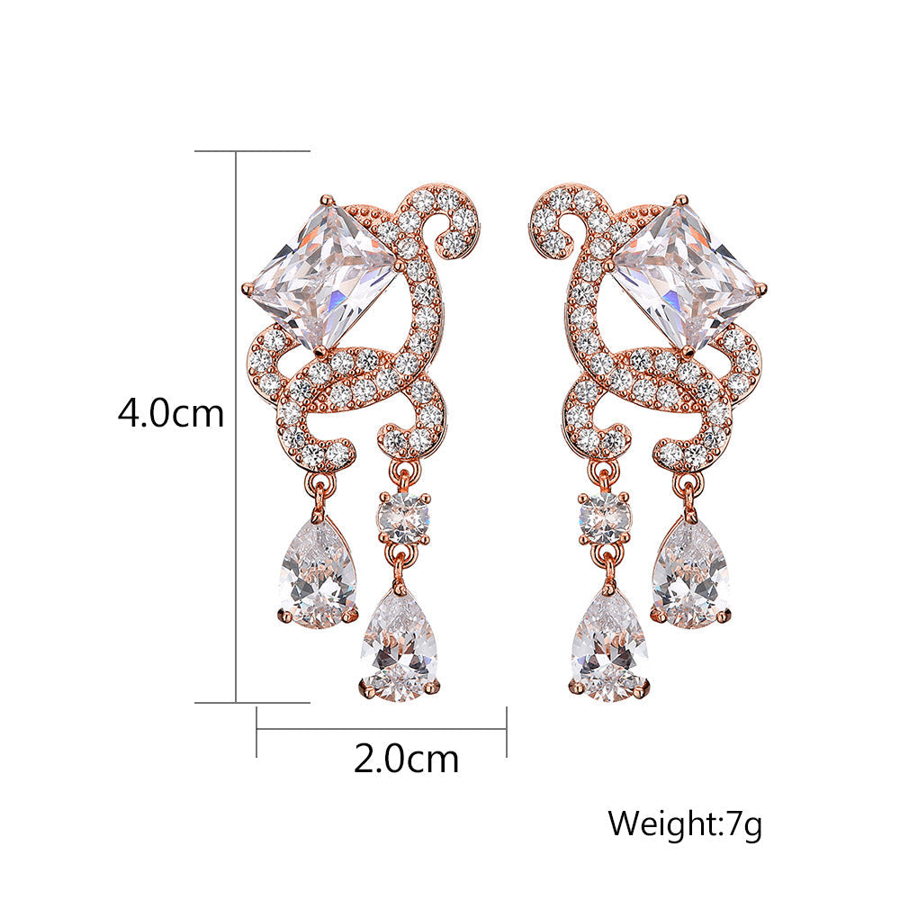RAKOL Micro Pave Zircon Tassel Drop Earrings Shiny Dangle Ear Jewelry For Women