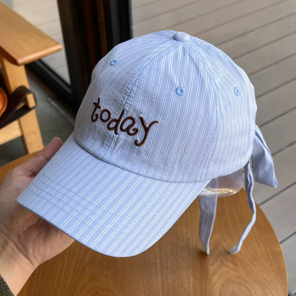 Striped Embroidered Baseball Cap