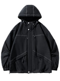 Men's Plus Size Drawstring Hooded Jacket