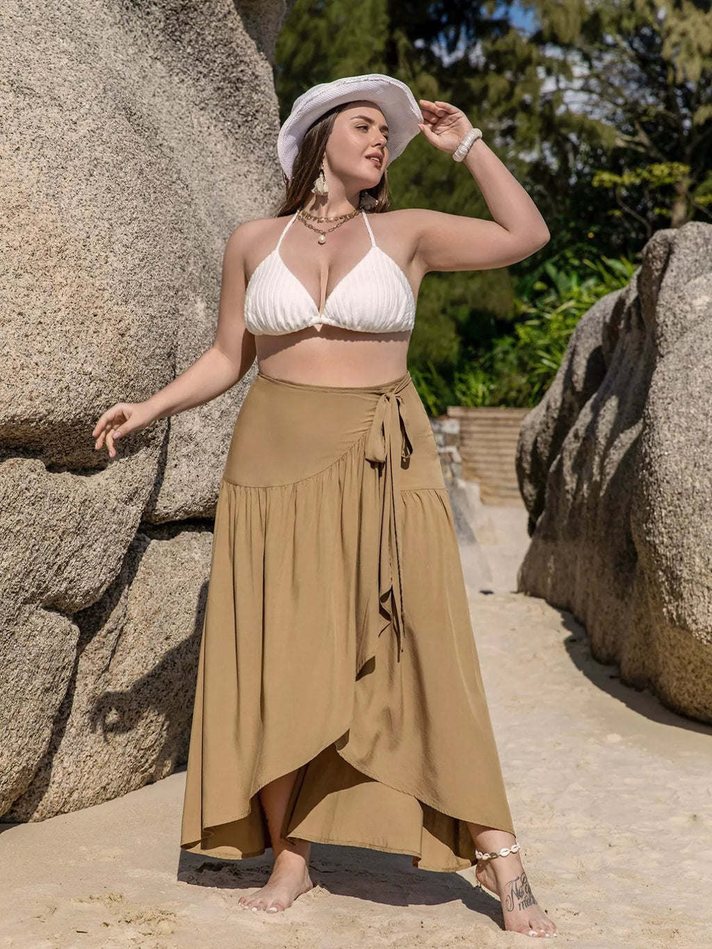 High-Low Skirt with Tie Detail