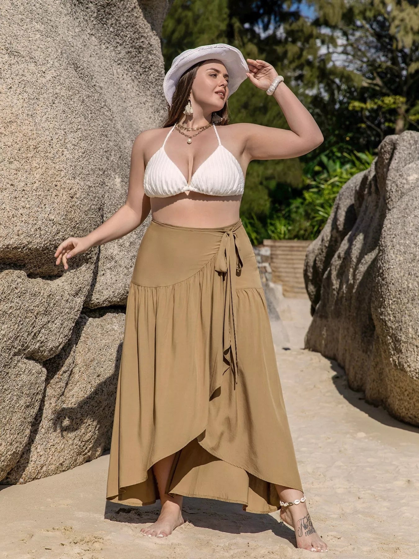 High-Low Skirt with Tie Detail