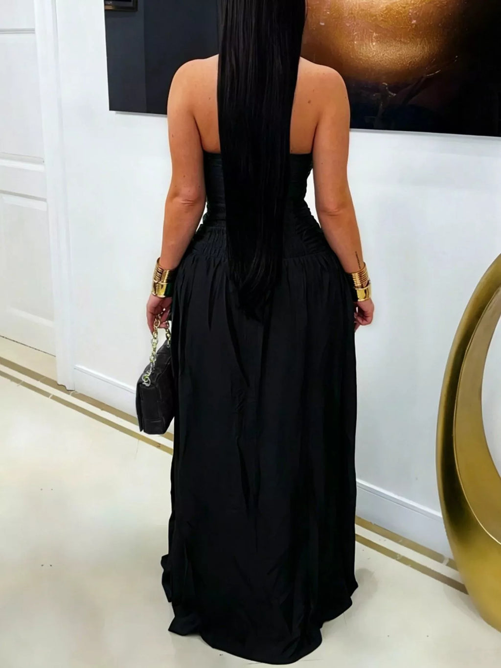 Halter Neck Cut-Out Maxi Dress with Front Slit