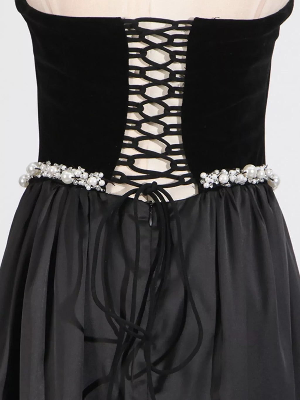 Lace Up Back Tube Maxi Dress