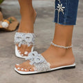 Rhinestone Embellished Bow Sandals