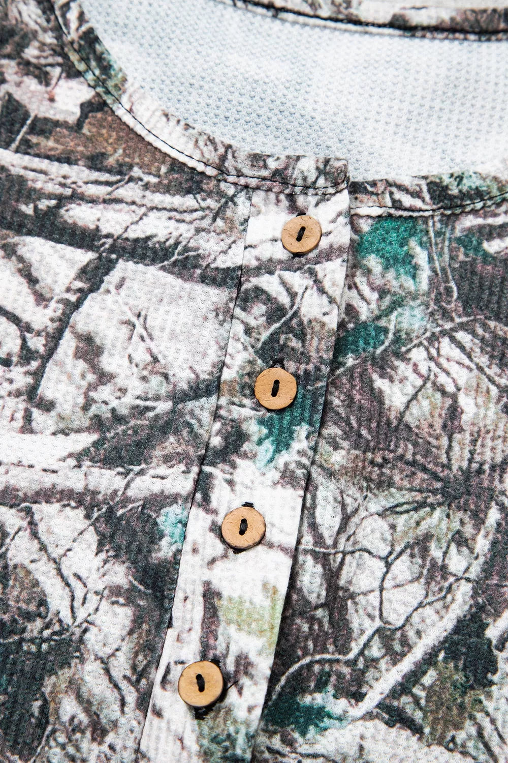 Camo Long Sleeve Top Elastic Waist Shorts Two Piece Set