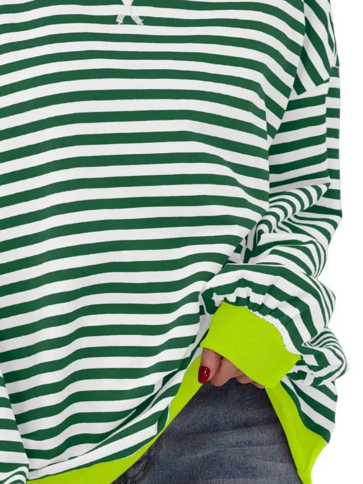 Striped Contrast Trim Oversized Sweatshirt