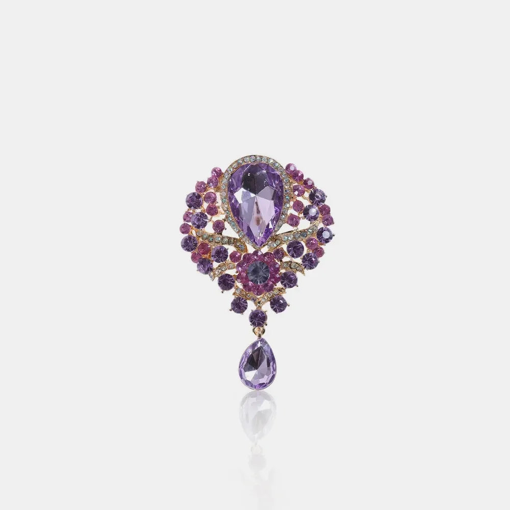 Alloy Rhinestone Teardrop Statement Brooch