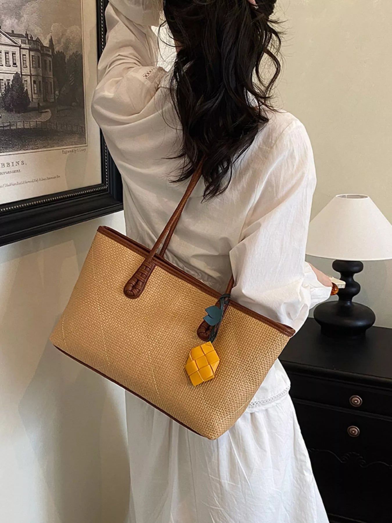 Contrast Trim Shoulder Bag