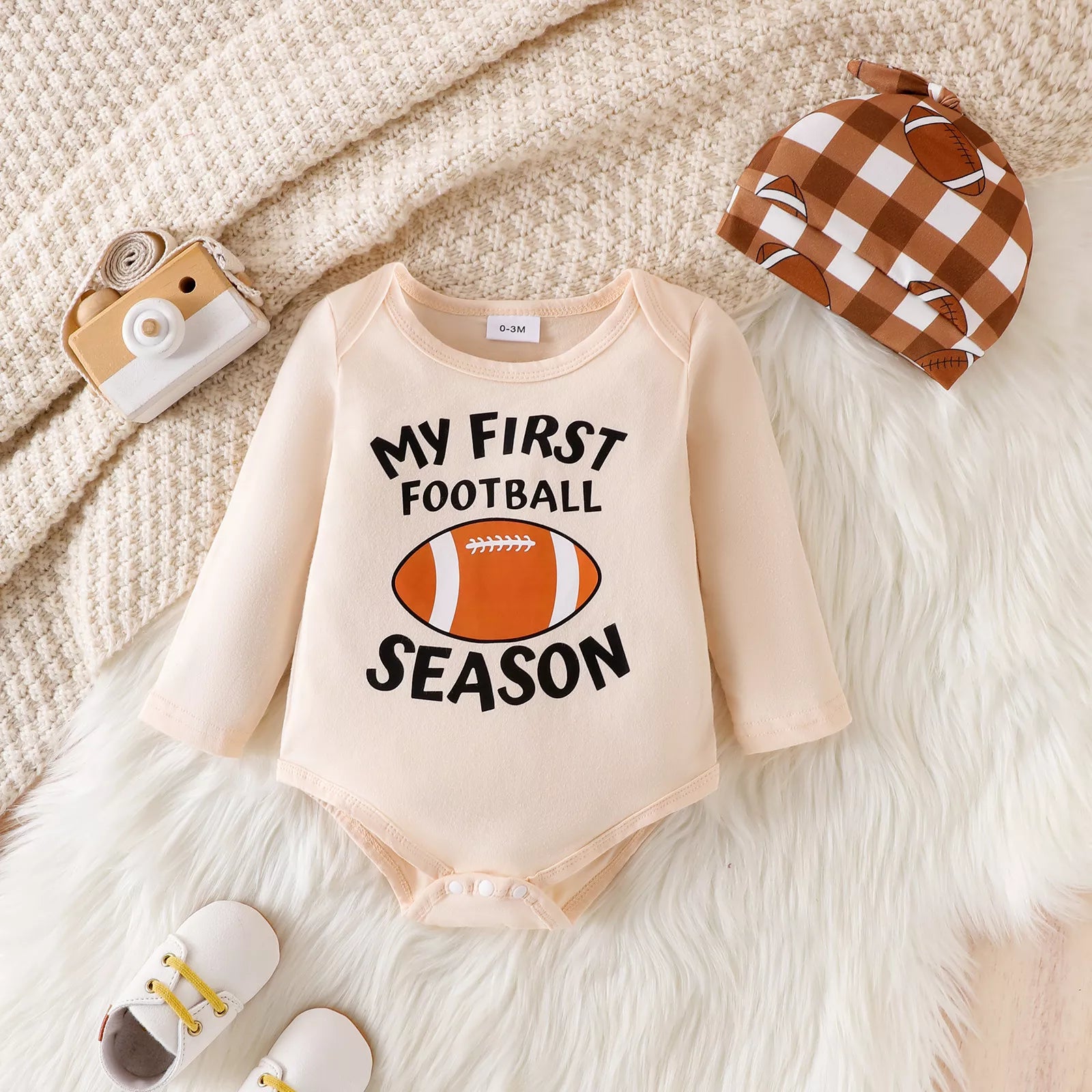 Children's My First Football Season Bodysuit and Pants Set with Hat