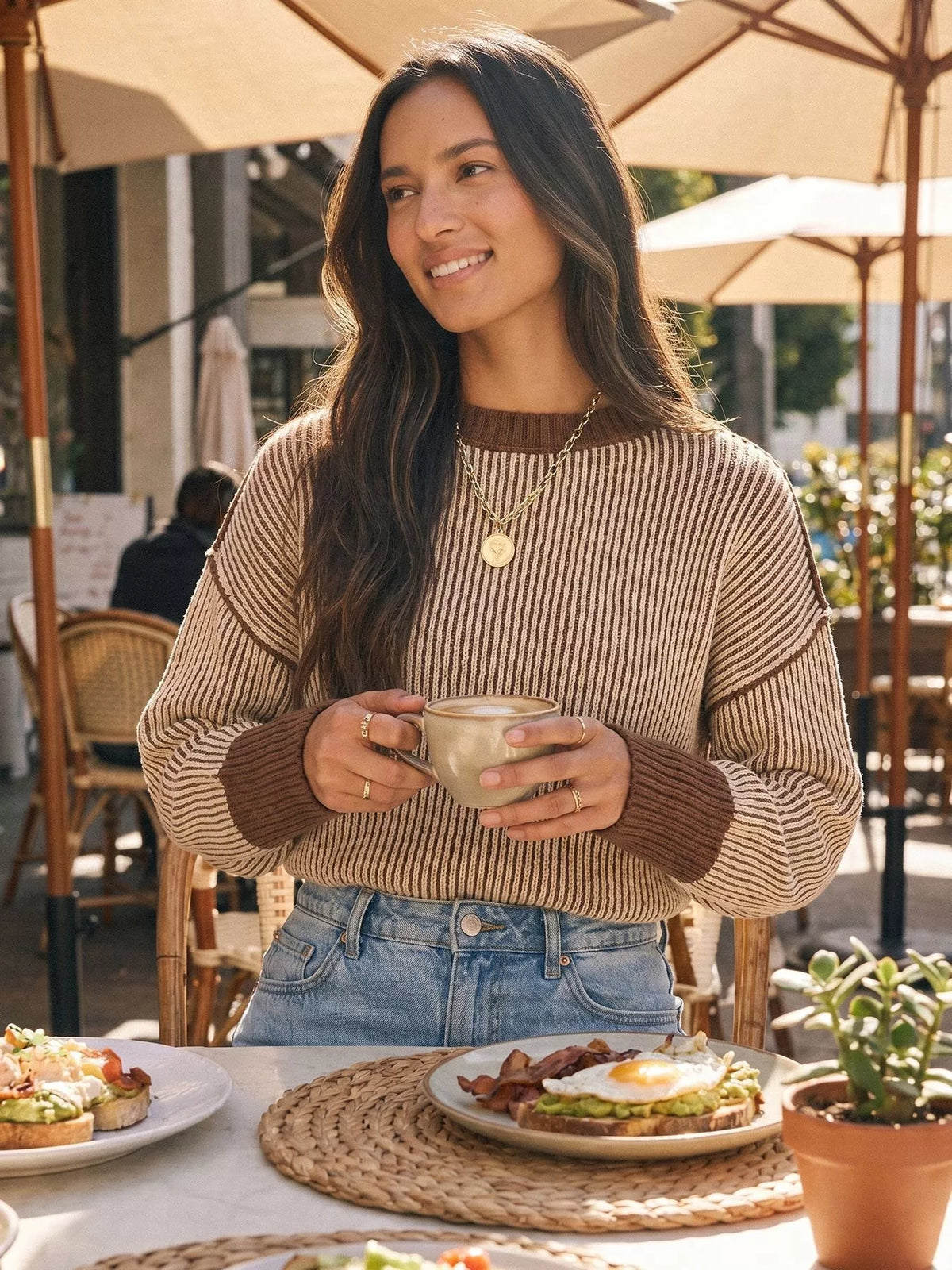 Ribbed Knit Side Slit Sweater