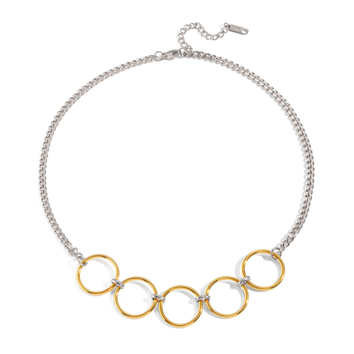 Metal Multi-ring Spliced Titanium Steel Necklace For Women