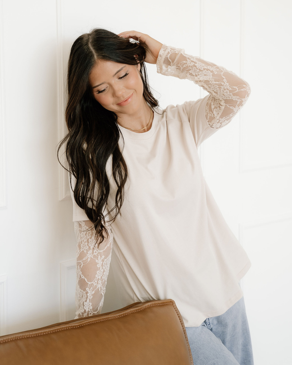 Layered Lace Long Sleeve T Shirt