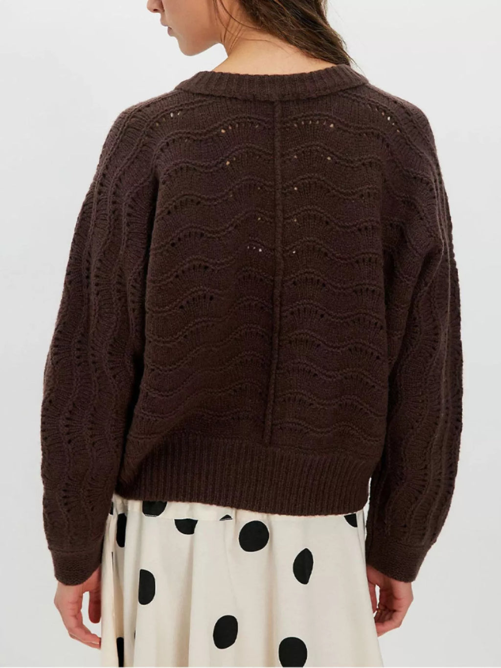 Openwork Button-Down Knit Cardigan
