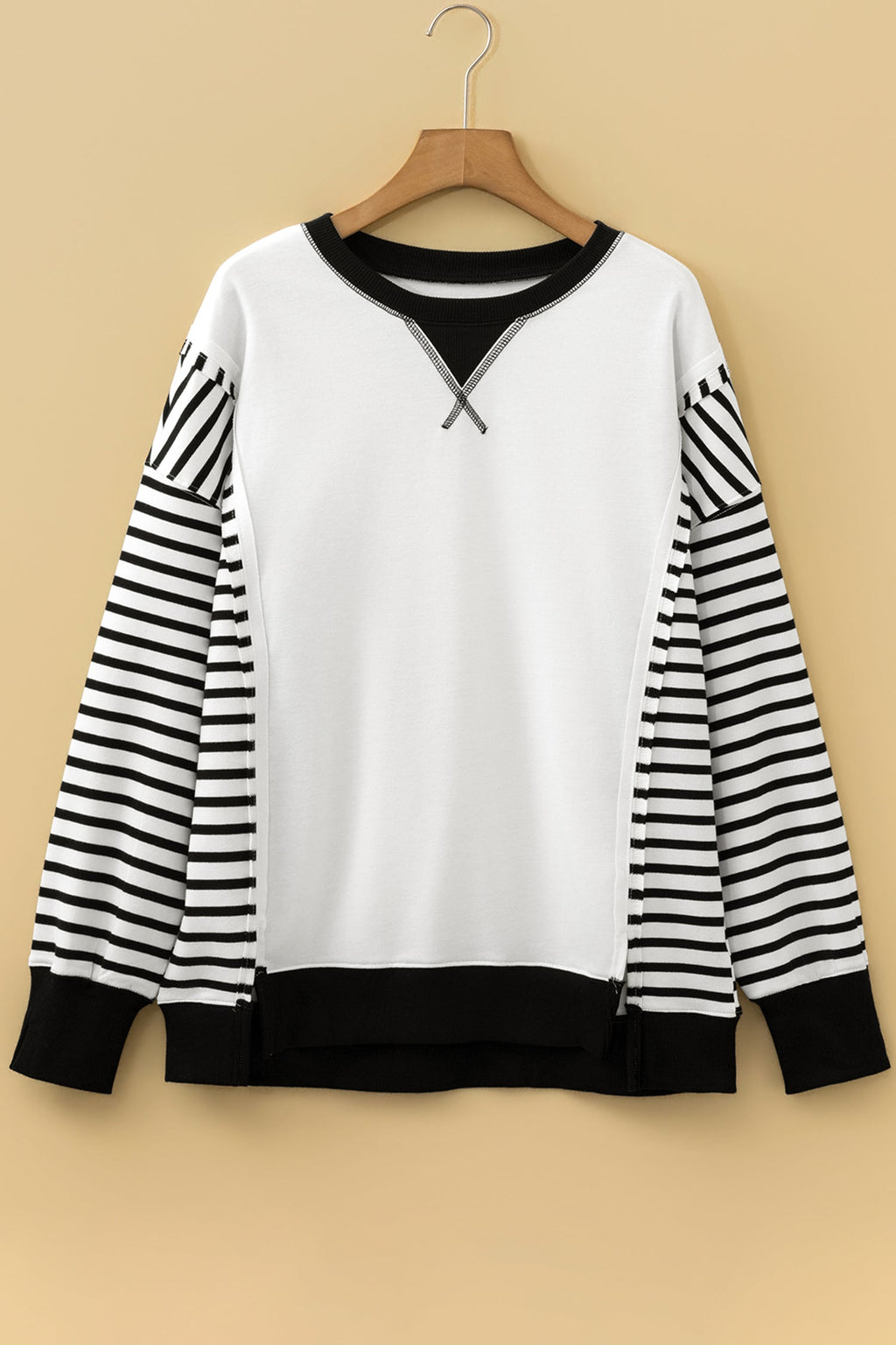 Stripe Patchwork Long Sleeve Knit Top
