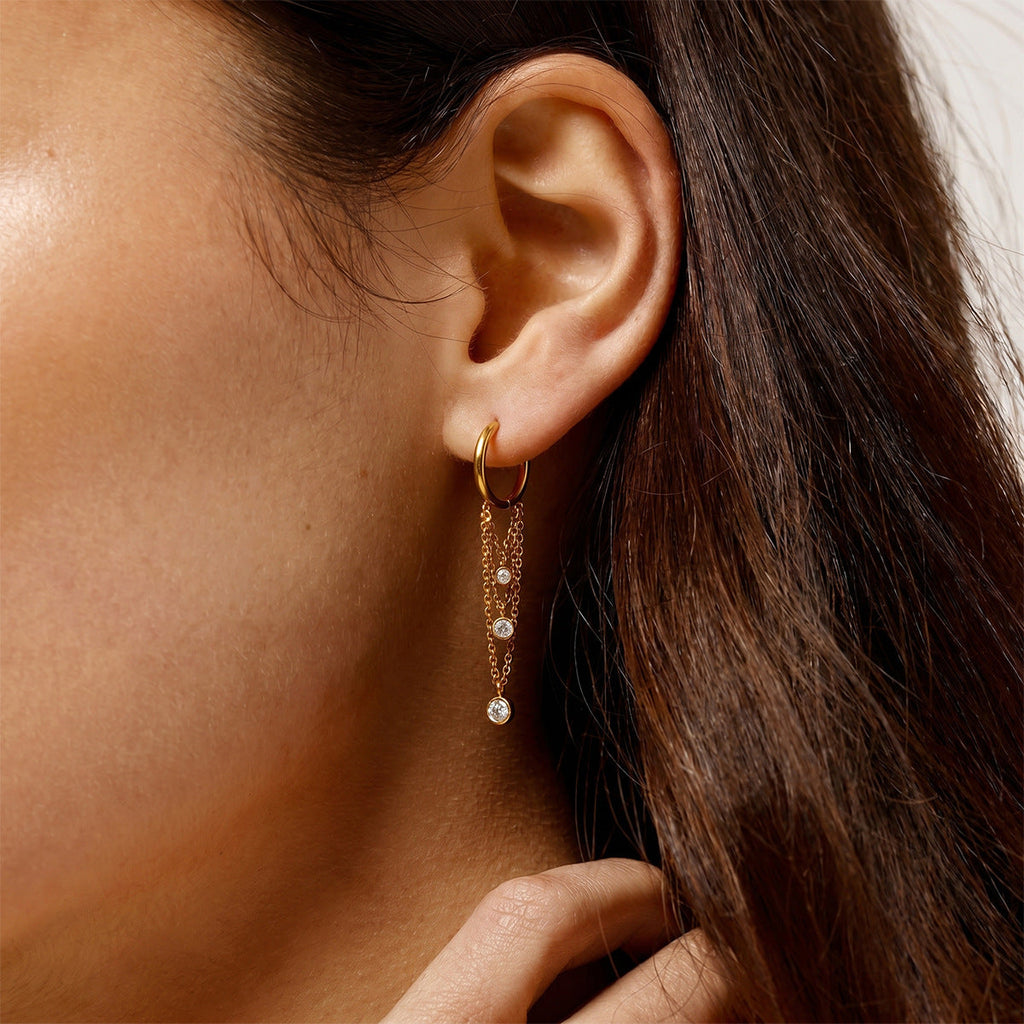 Pearl Chain Hoop Earrings Collection