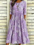 Full Size Printed Midi Dress with Pockets Plus Size