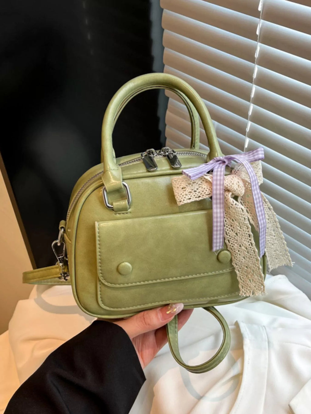 Bow Decor Top Handle Handbag