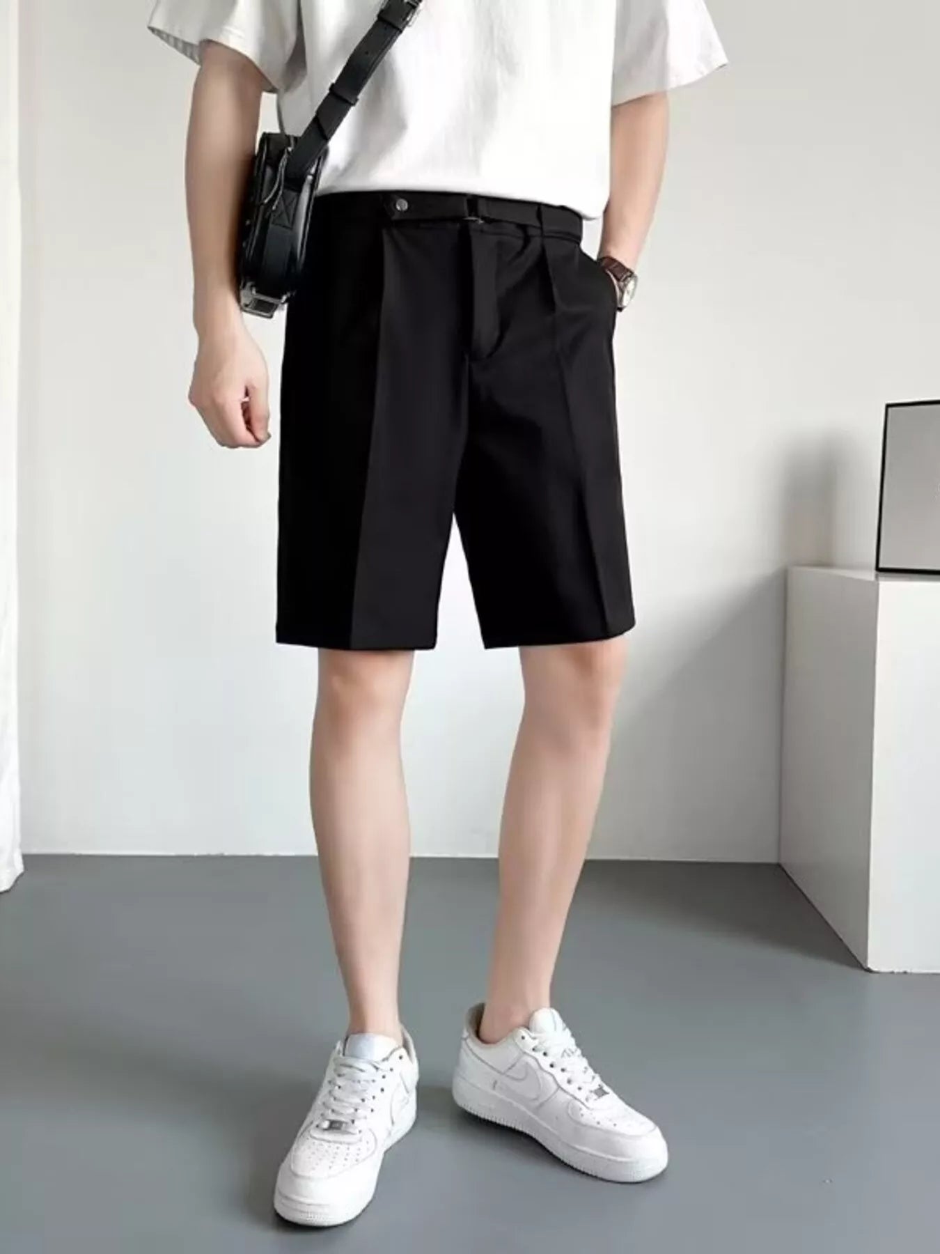 Men's Full Size Pleated Detail Shorts Plus Size