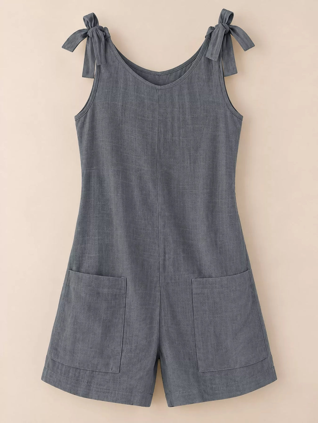 Full Size Tie-Shoulder Romper with Pockets Plus Size