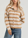 Striped Fuzzy Knit Cardigan