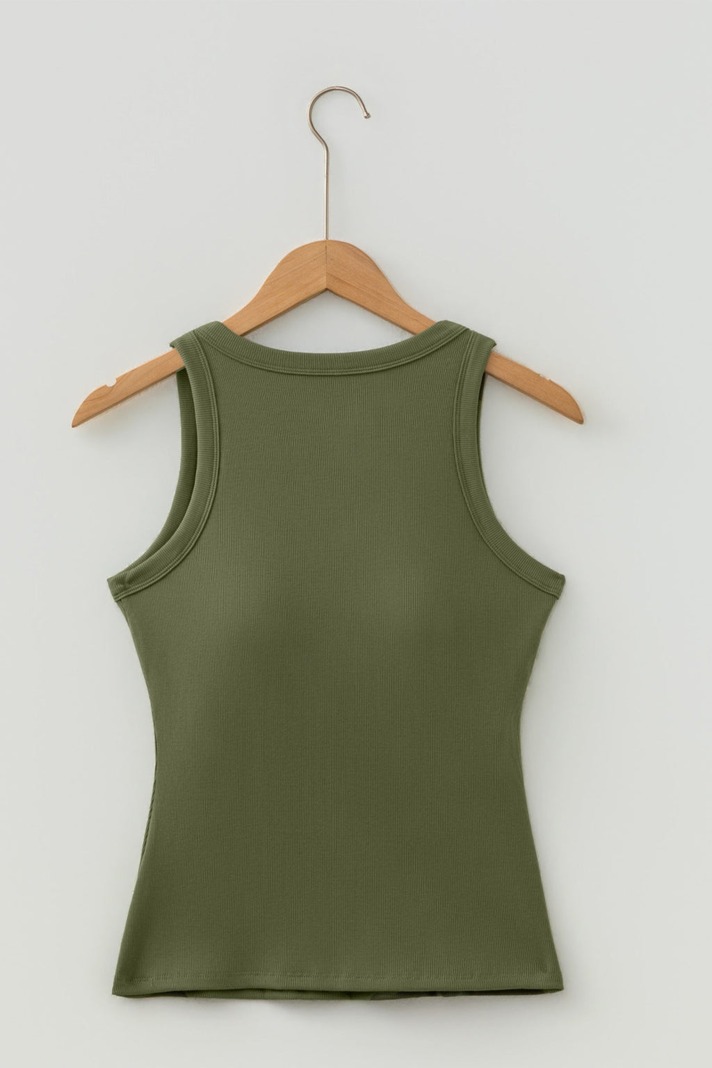 Dark Khaki Slim Ribbed Padded Tank Top