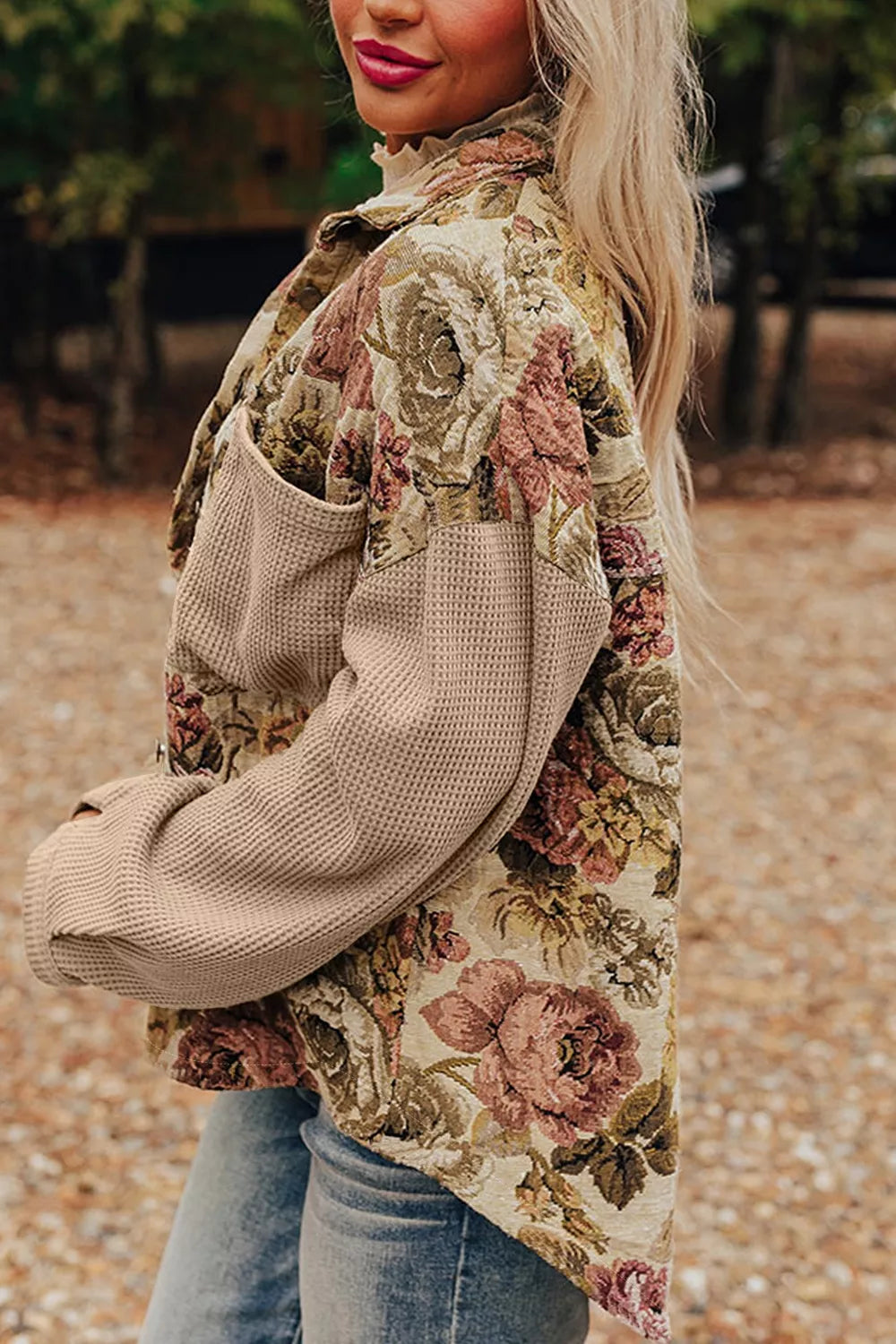 Floral Button Up Long Sleeve Shacket