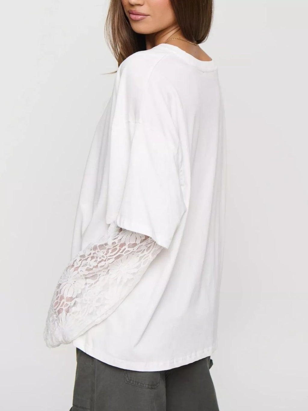 Layered Lace-Sleeve T-Shirt