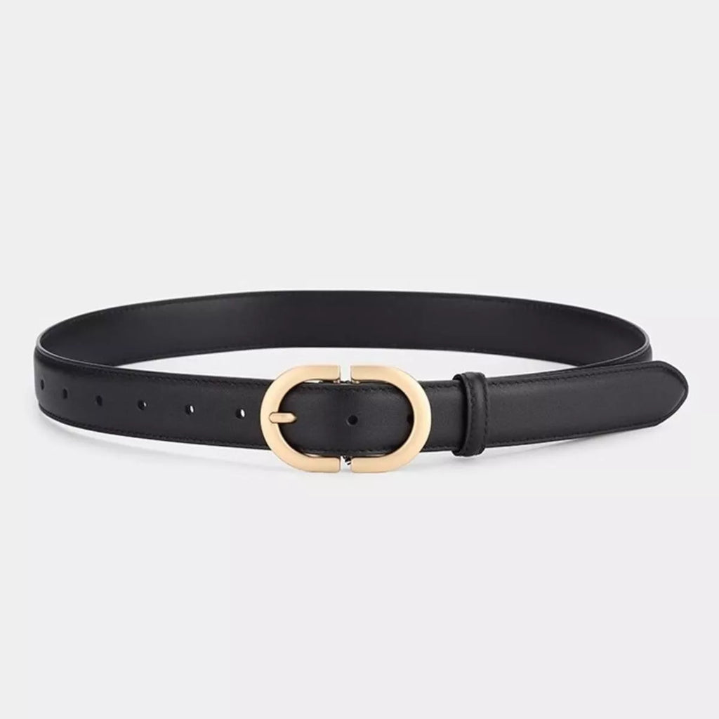 Gold Buckle Leather Belt