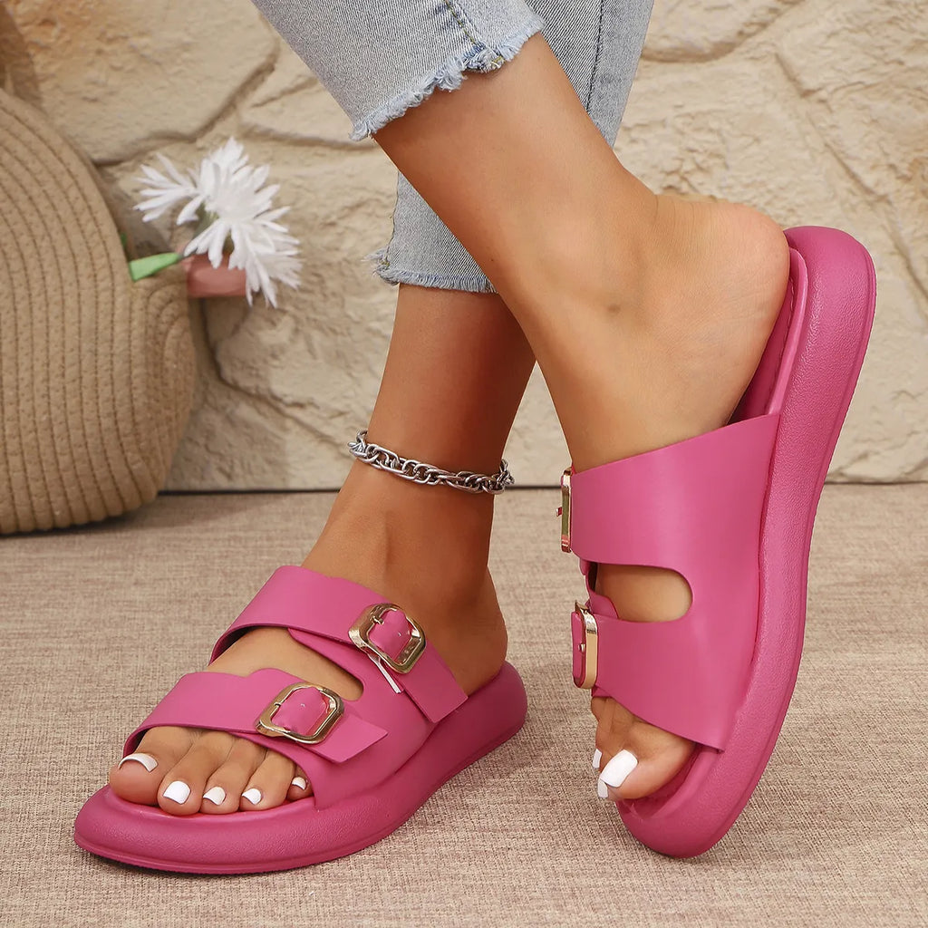 Double Buckle Platform Sandals