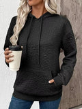 Textured Floral Embossed Drawstring Hoodie