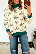 Duck Print Mock Neck Sweatshirt