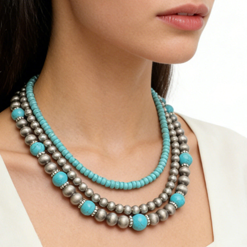 Navajo-style Turquoise Necklace For Women
