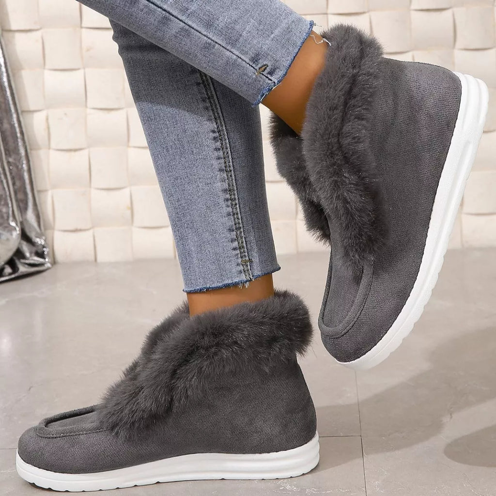 Cozy Fuzzy Trim Ankle Boots