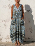 Full Size Sleeveless Hooded Leopard Print Maxi Dress with Pockets Plus Size