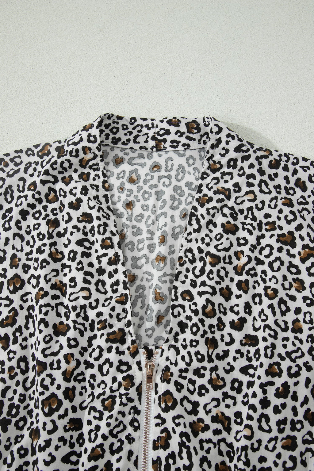 Beige Leopard Zip Front V Neck Cinched Waist Sleeveless Maxi Dress