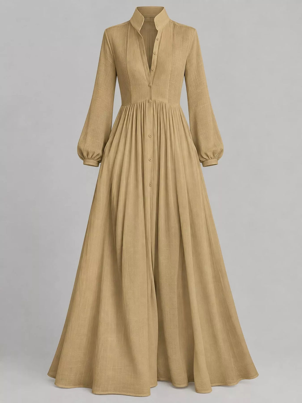 Full Size Long-Sleeve Button Front Maxi Dress Plus Size