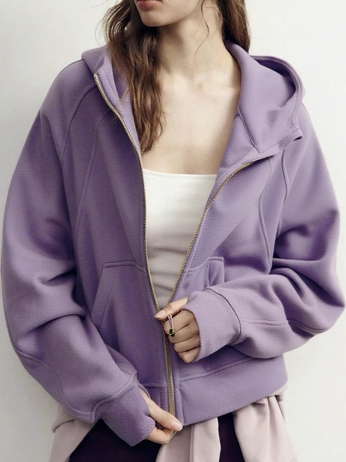 Zip Up Raglan Sleeve Hoodie