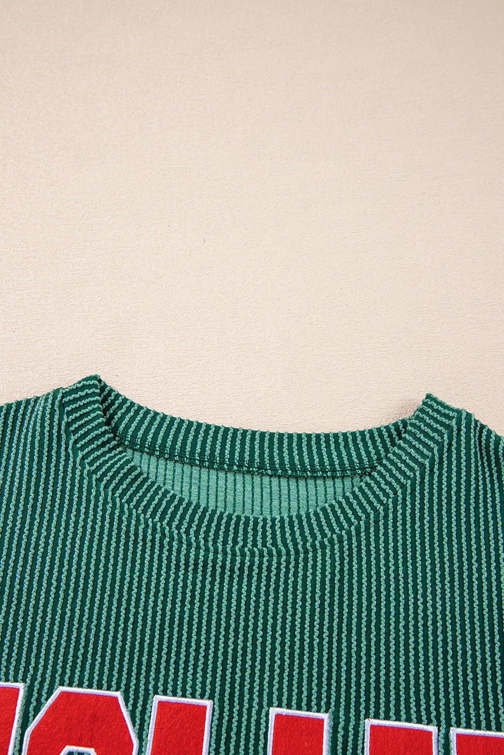 Christmas Letter Print Corded Knit Top & Pants Set