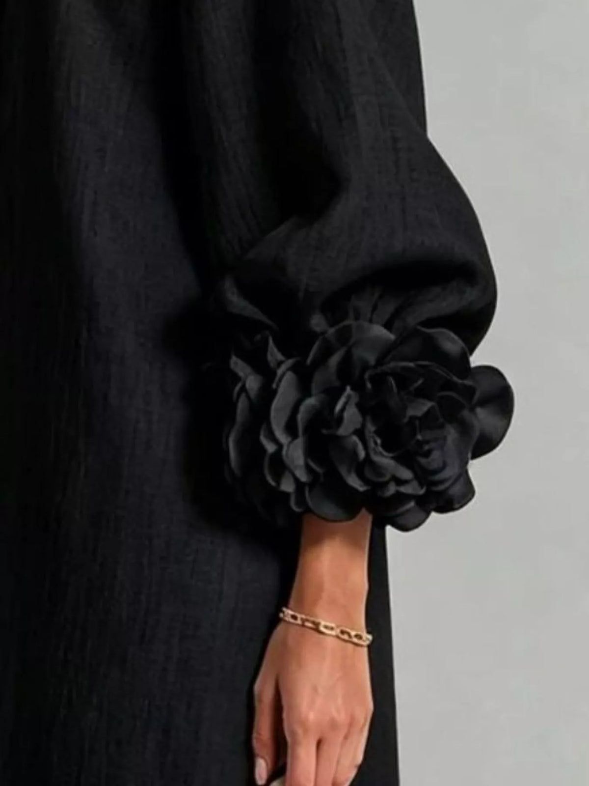 3D Floral 3/4 Sleeve Mini Dress