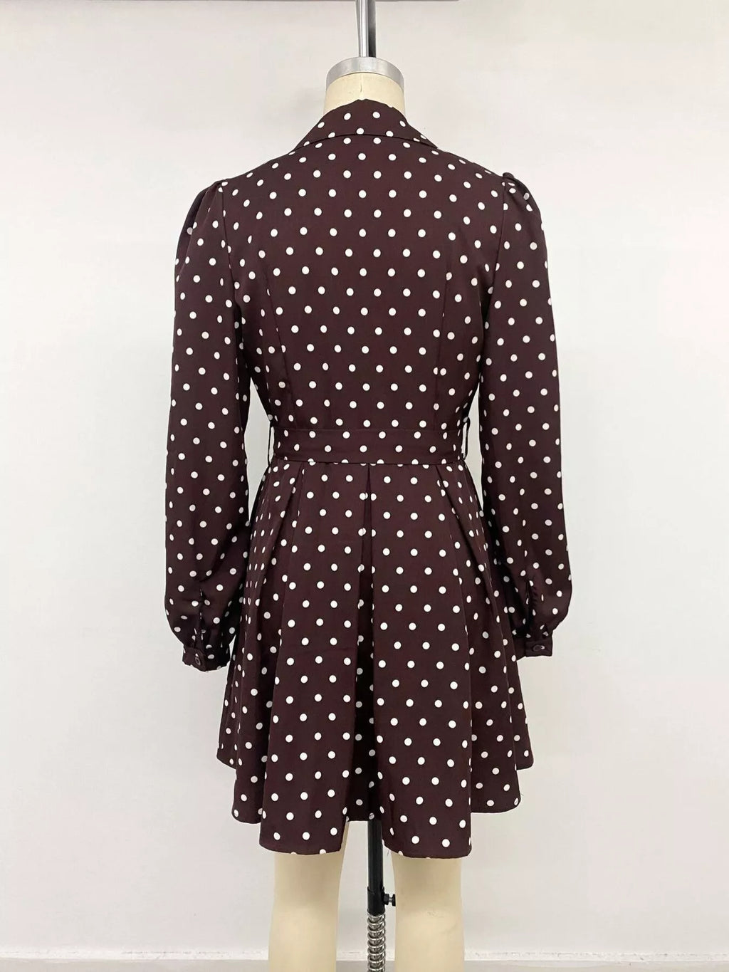 Polka Dot Long Sleeve Shirt Dress