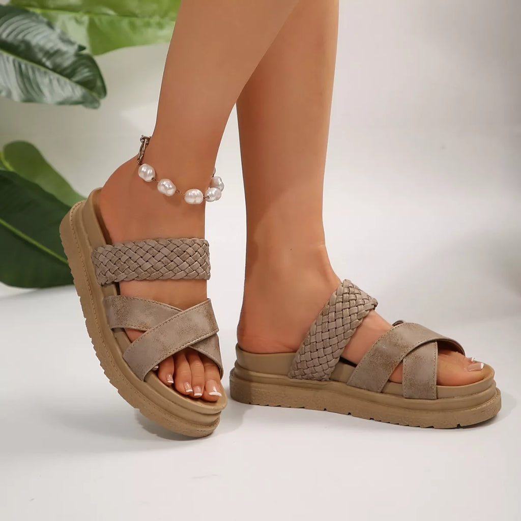 Braided Strap Platform Sandals