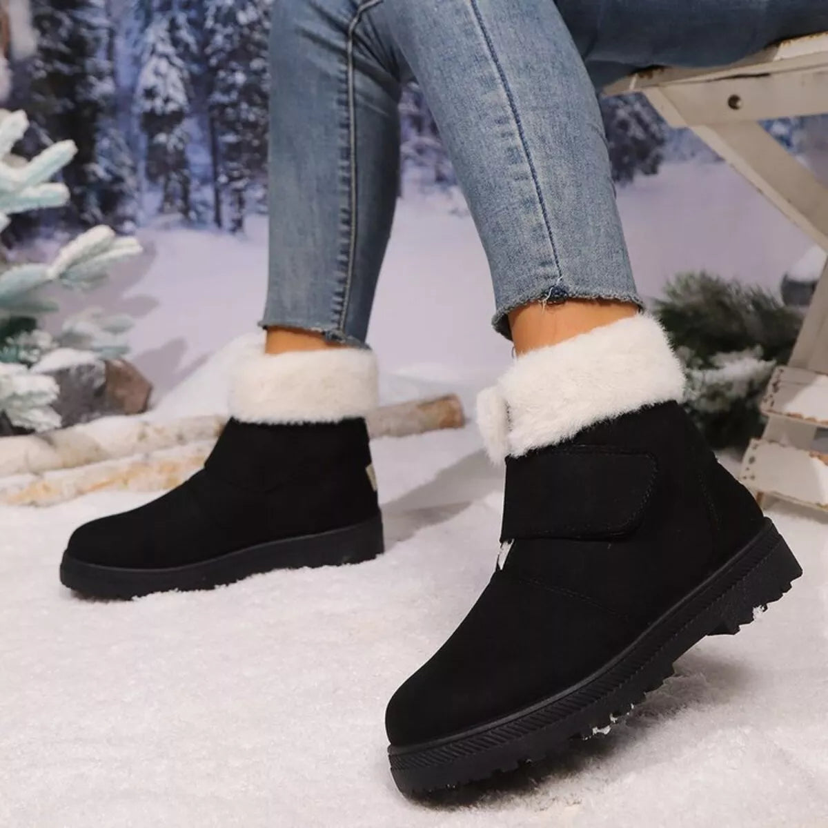 Round Toe Fuzzy Boots