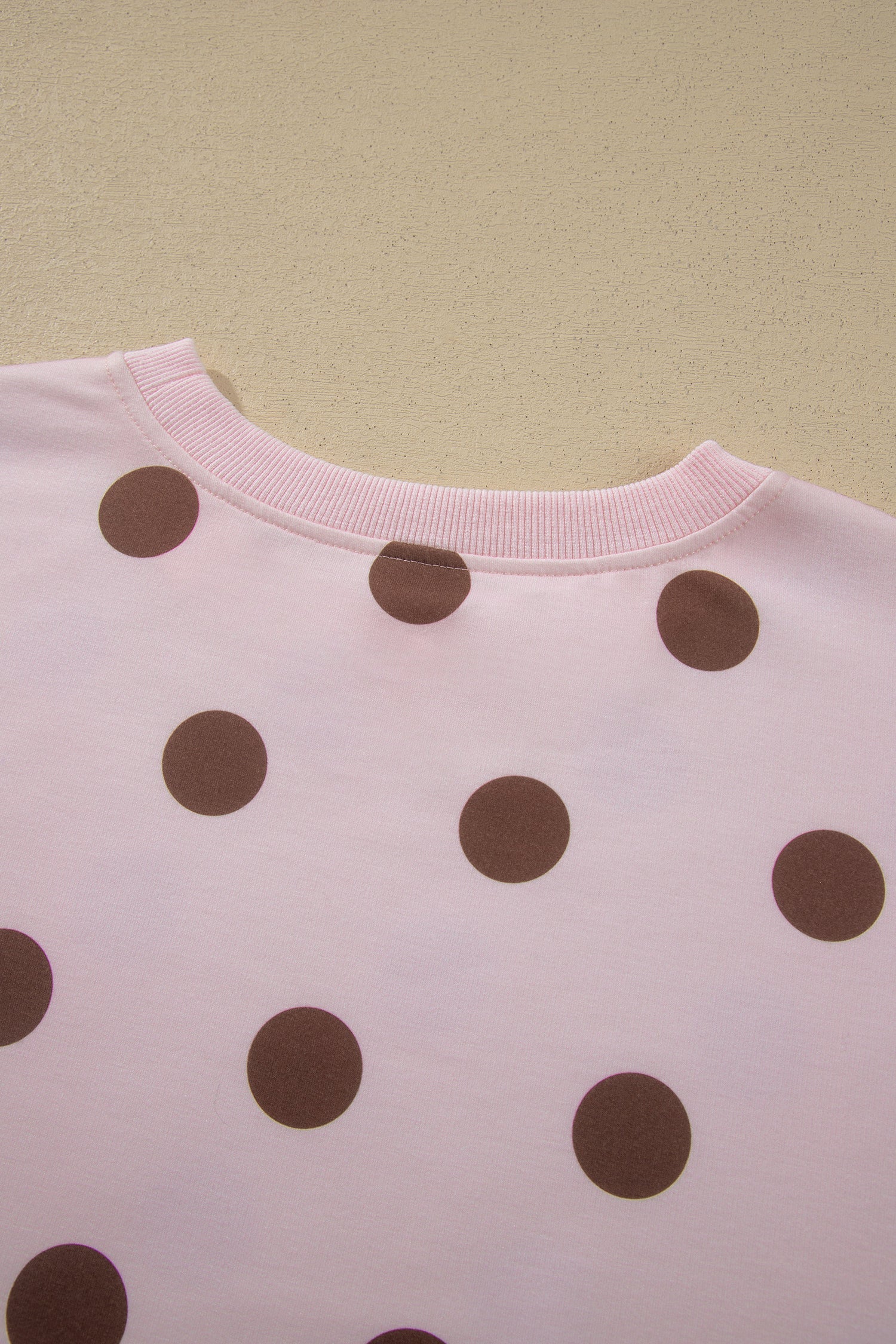 Pink Polka Dot Two Piece Set Long Sleeve Casual Skirt Set
